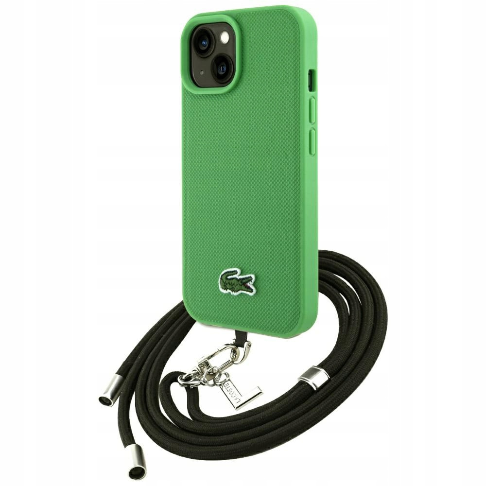 Pouzdro Lacoste Iconic Petit Pique Crossbody Cord pro iPhone 15 zelené