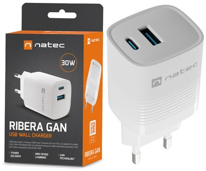 Nabíječka Univerzální Síťová Nabíjecí Kostka 30W Adaptér Usb-c Natec