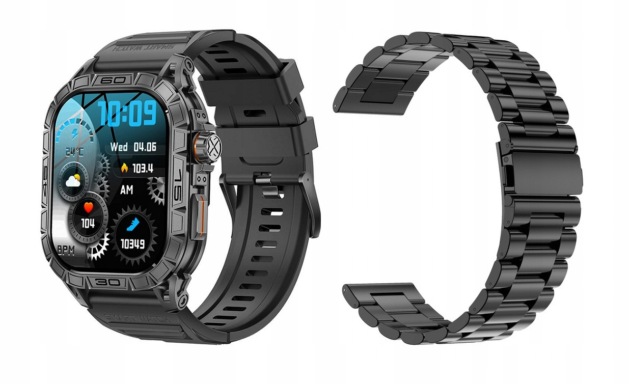 Pánské hodinky chytré hodinky GlacierX Vojenská Oznámení Amoled 360mAh