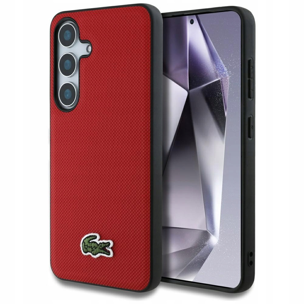 Pouzdro Lacoste Petit Pique Woven MagSafe pro Samsung Galaxy S25 červené