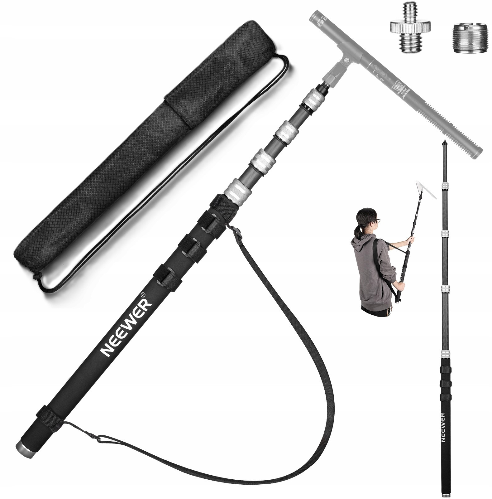 Stativ Monopod Mikrofonní výložník na Mikrofon 3m Závit 1/4'' 3/8'' 5/8''