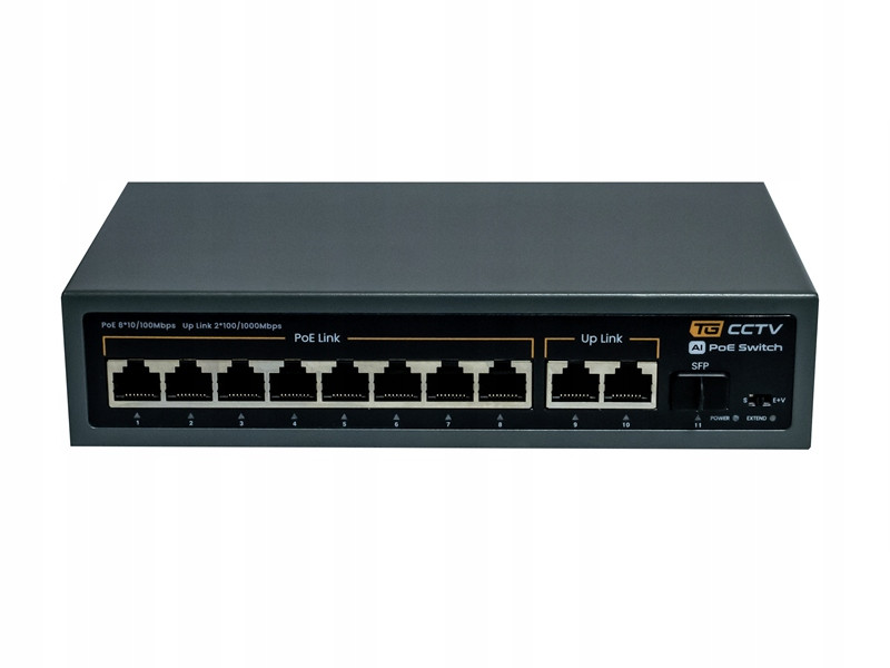 Switch 8x PoE 10/100 Mbps+ 2x Uplink 100/1000 Mbps 1x Sfp, 120W, Ex režim