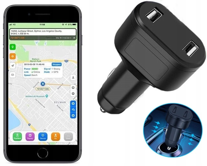 Skrytý Gps Lokátor Odposlech V Autonabíječce SinoTrack 909
