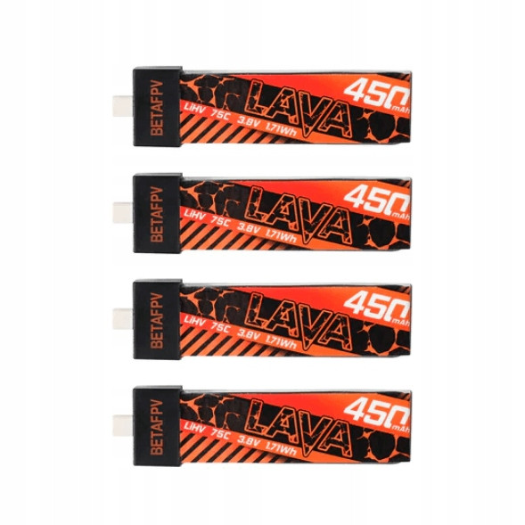 Lipol Hv BetaFPV Lava 1S 3.8V 450mAh 75C (4 kusy)