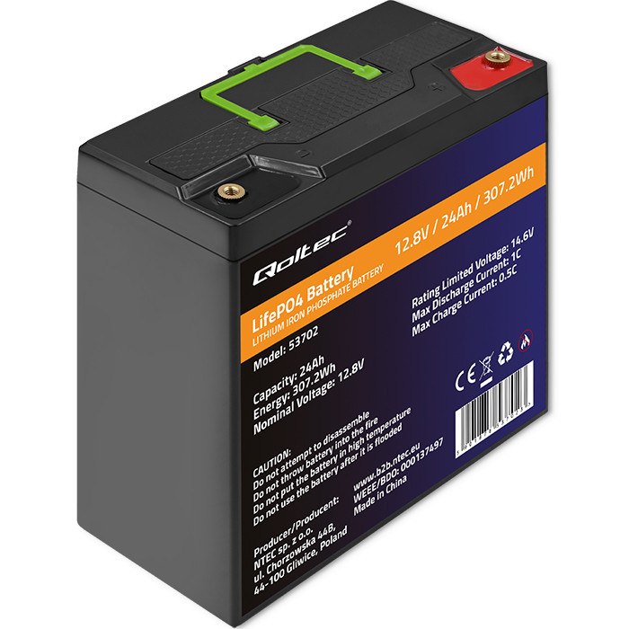 Akumulátor LiFePO4 Lithium-Železo-fosfátová 12.8V 24Ah 307.2Wh Bms