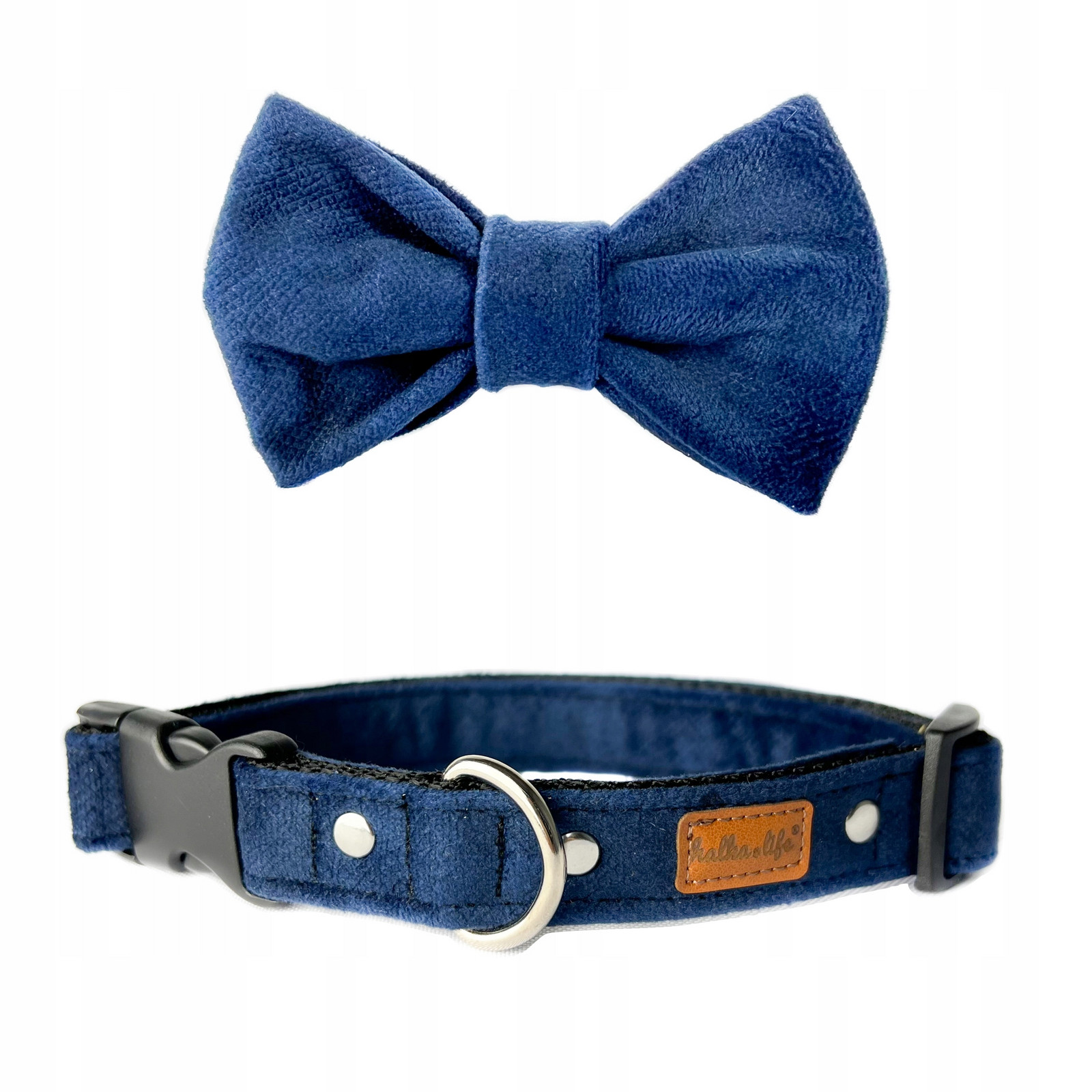 Obojek pro malého psa s mouchou, obojek s mašlí Námořnický Modrý, Xs