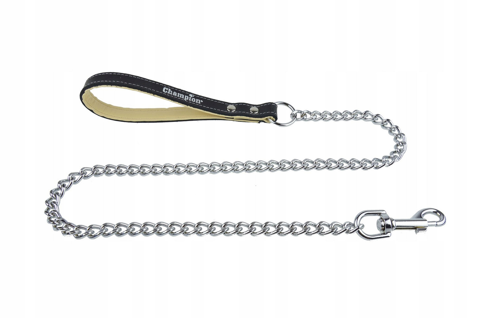 vodítko řetěz článek 5, kožená rukojeť 110 cm