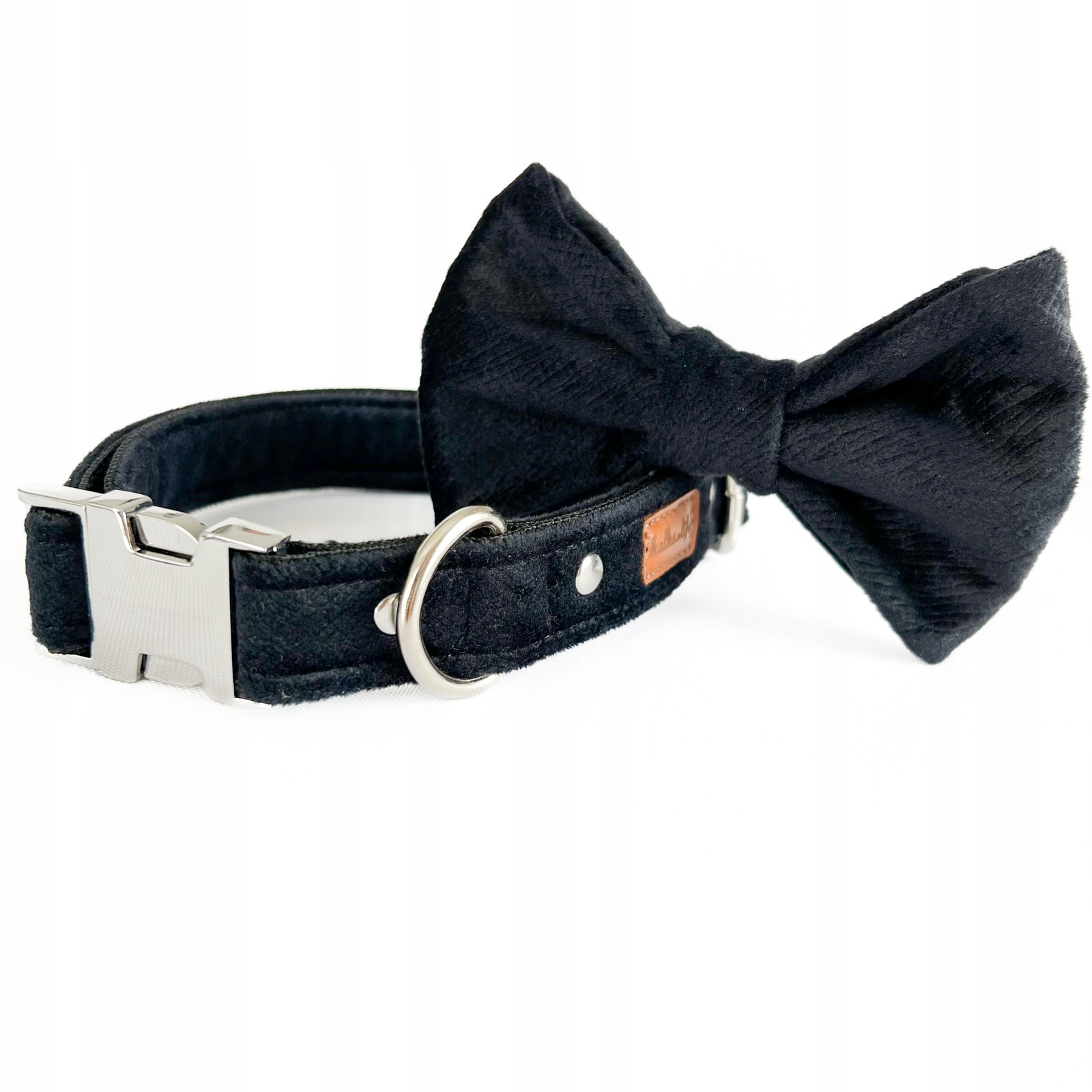 Obojek pro malého psa s mouchou, sada obojek s mašlí Černá, Xs