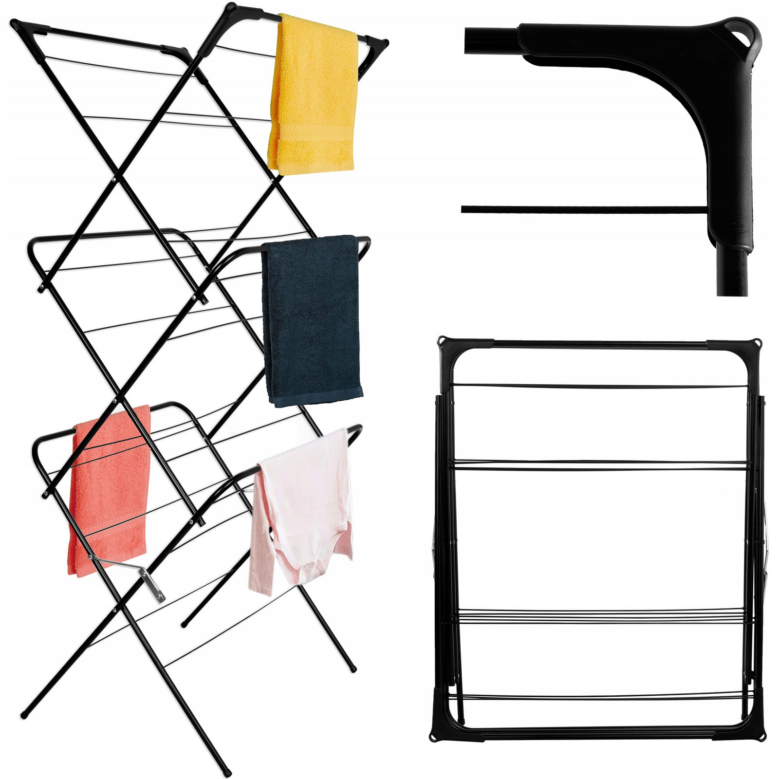 Sušák Na Prádlo Stojící Prádlo Vertikální Skládací Na Oblečení Prádla Černá