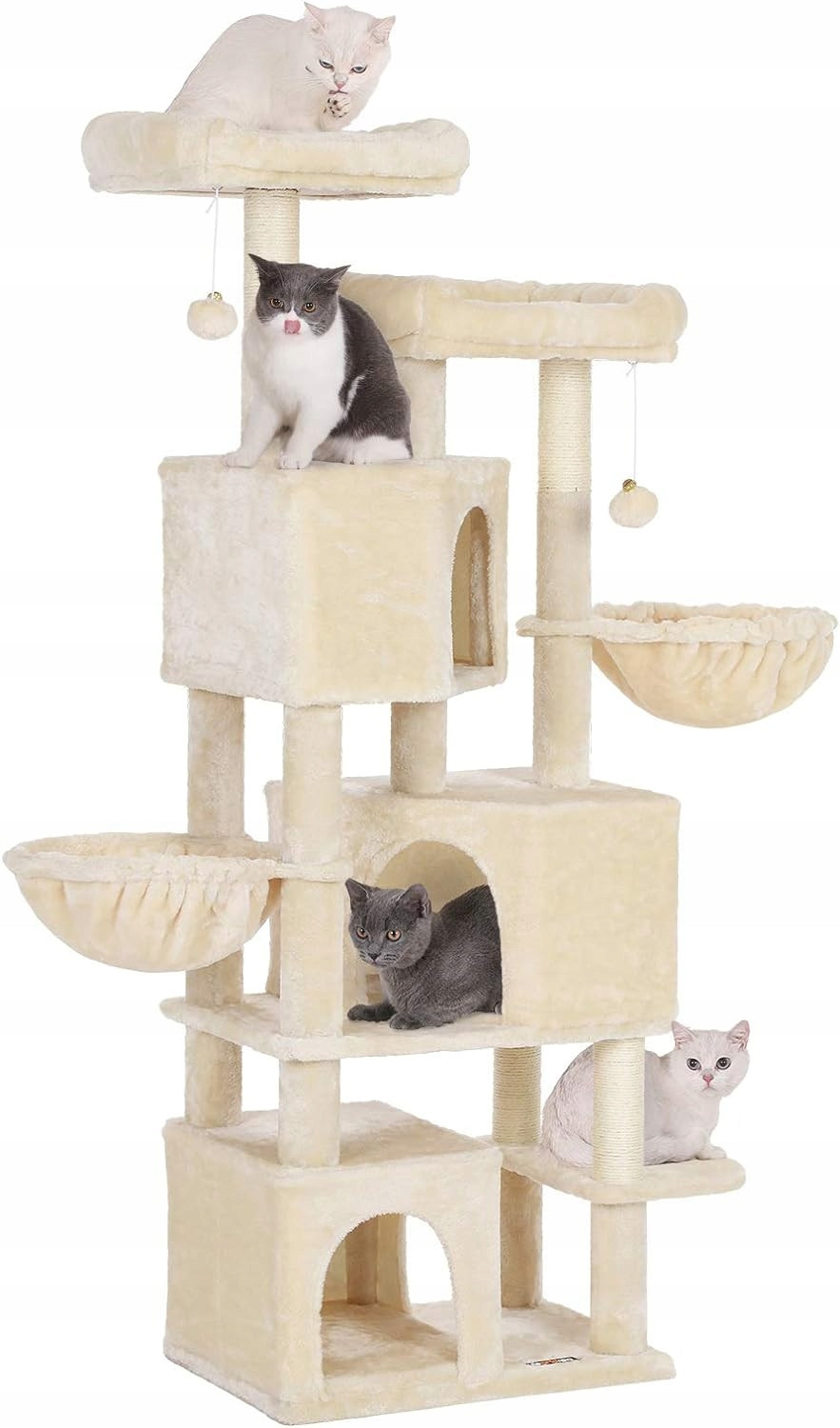 Škrabadlo Velké 164 Cm 3 Jeskyně Pro Kočky Béžové