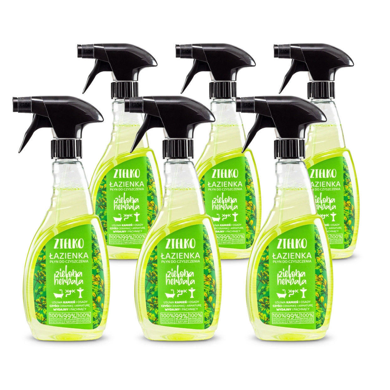 Zielko Sada Tekutý prostředek do koupelny Zelený Čaj 6x500ml (5+1 bonus)