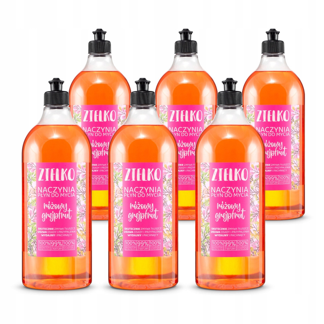 Zielko Sada Tekutý prostředek na mytí nádobí Růžový Grapefruit 6x1l (5+1)