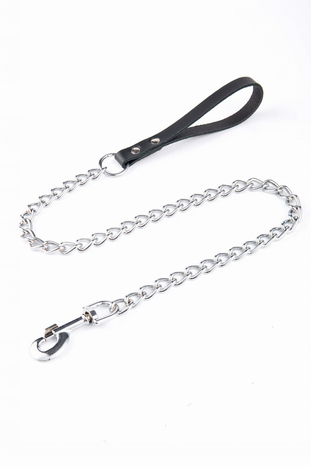 Vodítko Řetězové 100cm/14mm řetěz Chrom rukojeť Kůže