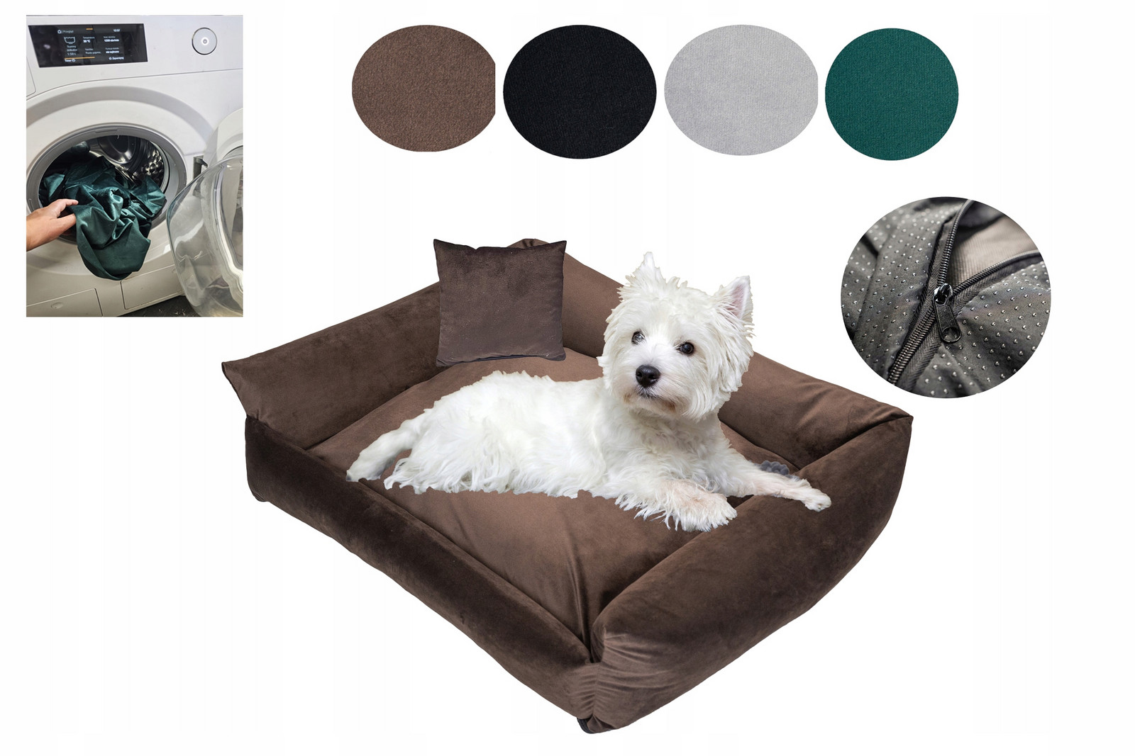 pelíšek pro psa gauč potah 75x65 Velvet Odnímatelný potah