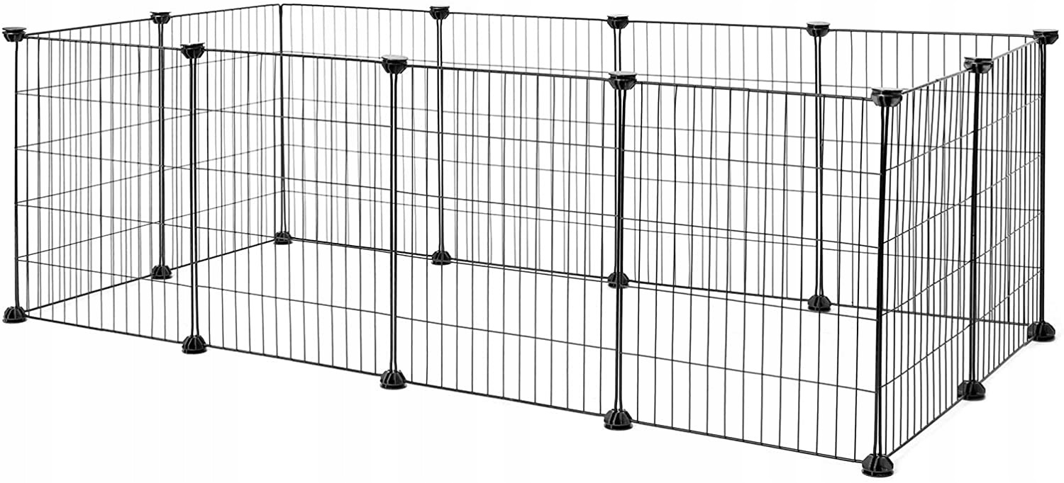 Lionto Kovová klec Kotec pro malá zvířata 144 x 74 x 46 cm černá