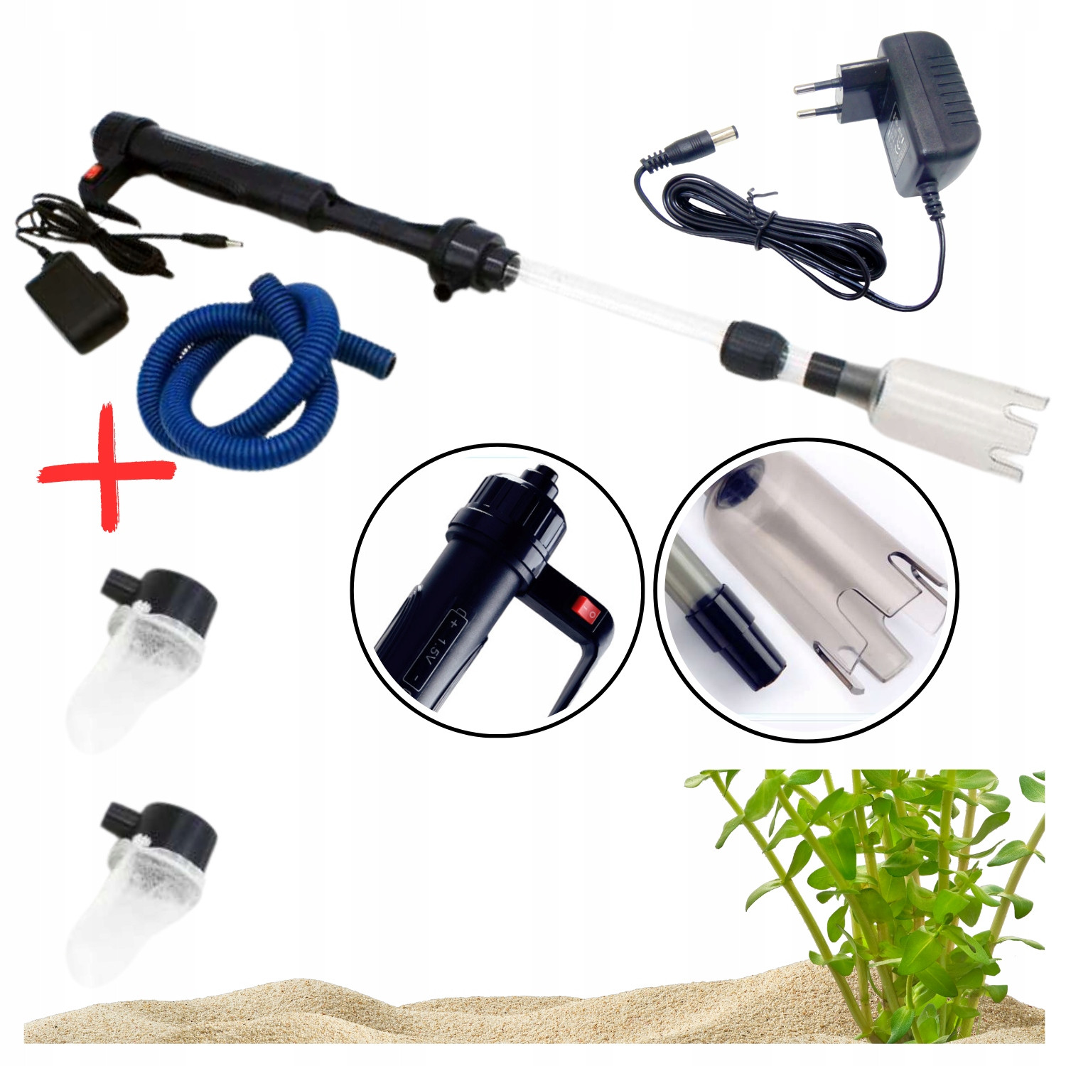 Elektrický Odmulčovač Do Akvária S Napájecím Zdrojem Čištění Dna Sáčky Bonus