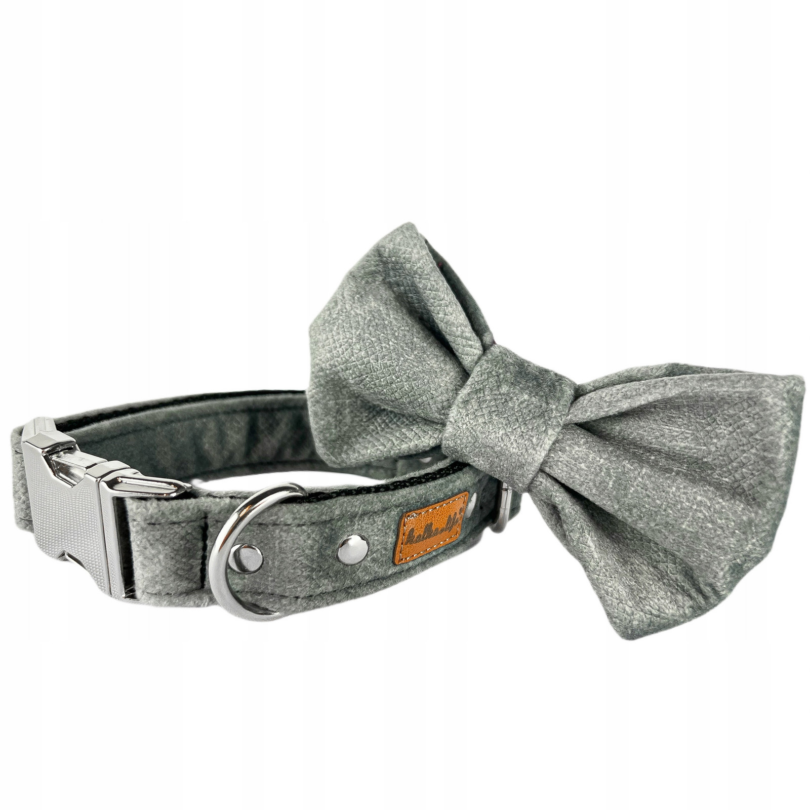 Obojek pro psa s mouchou, sada obojek a mašle Šedá, S