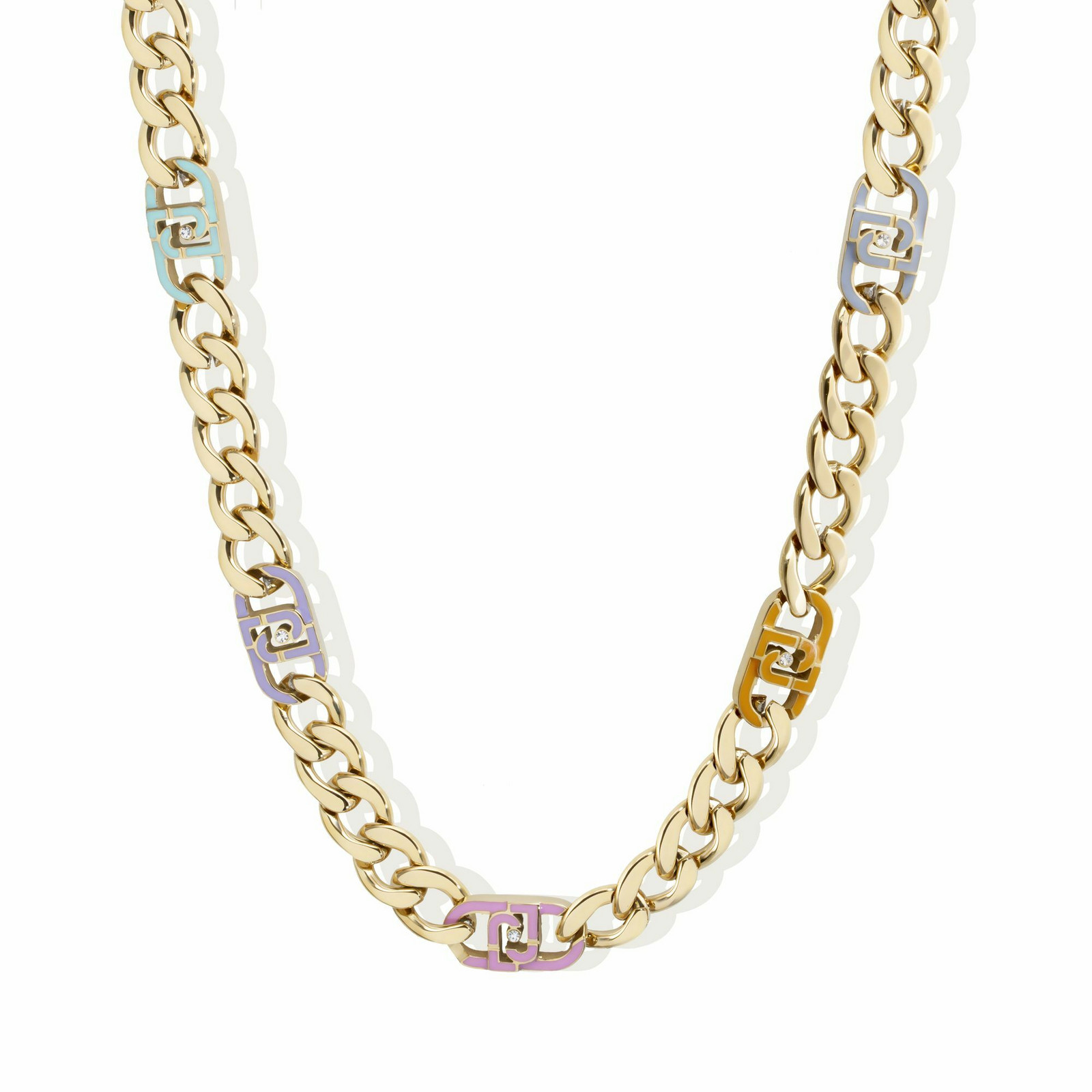 Liu Jo Nápaditý pozlacený náhrdelník s krystaly LJ2813