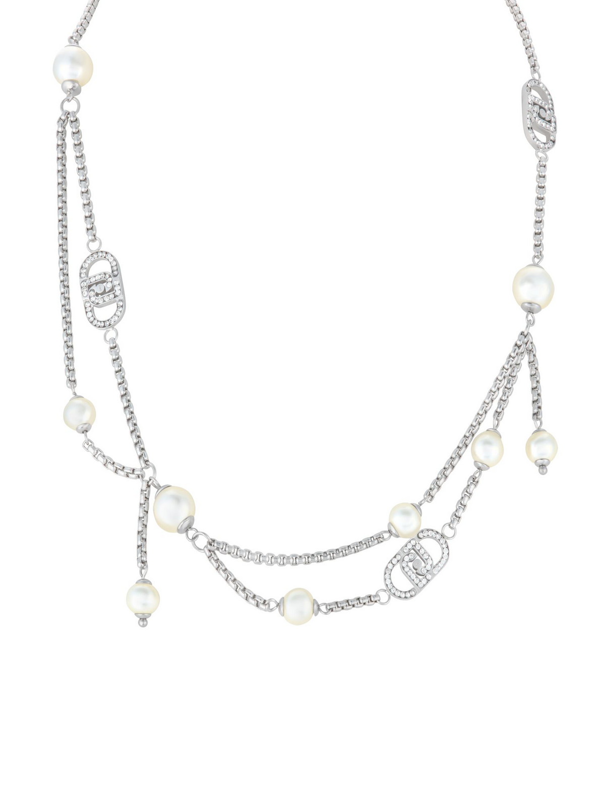 Liu Jo Designový náhrdelník s krystaly a syntetickými perlami LJ2912