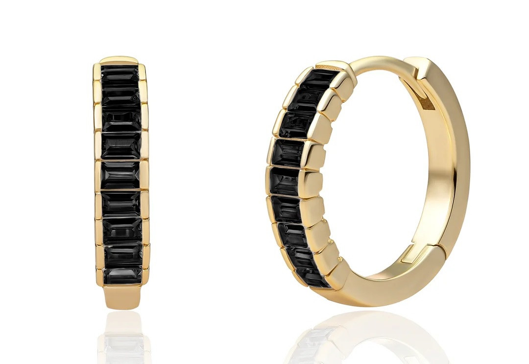 Sparkling Jewels Pozlacené náušnice s černými kubickými zirkony EAG23-CZ02