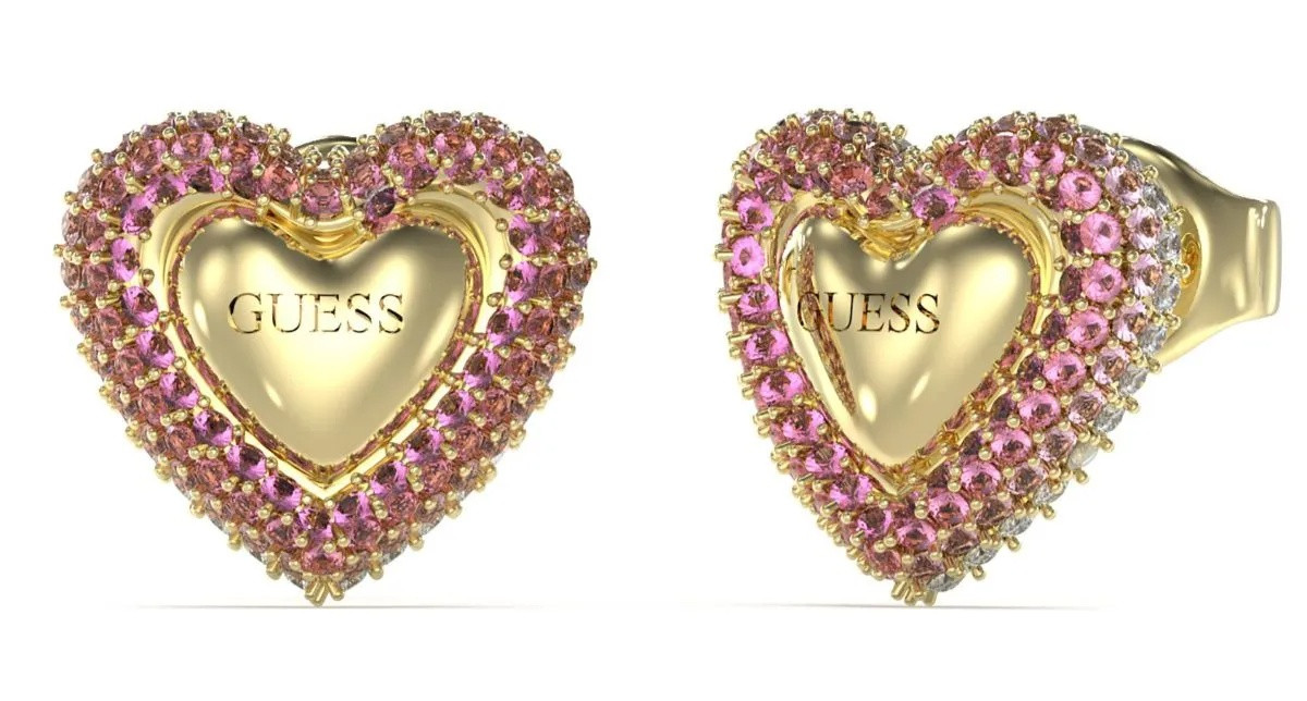 Guess Nádherné pozlacené náušnice Srdíčka Beloved JUBE05008JWYGPKT/U