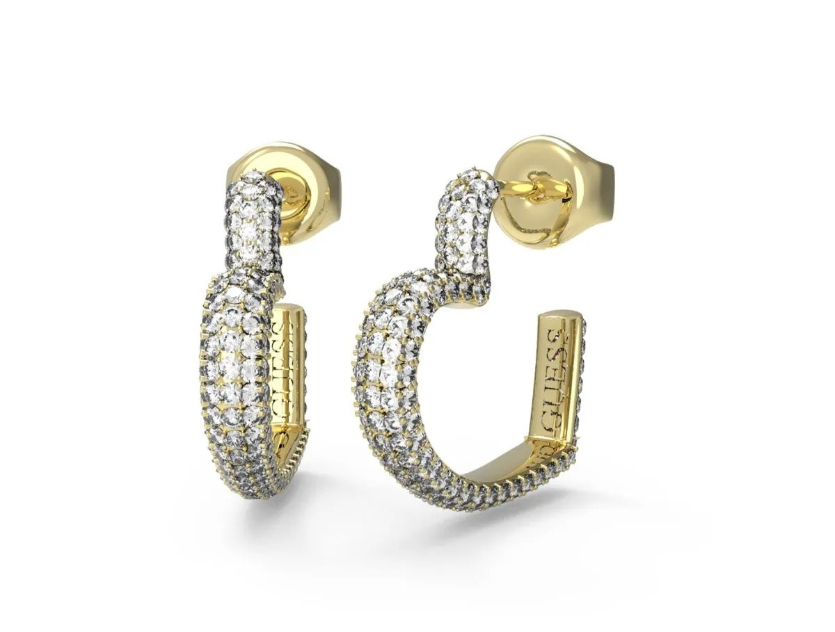 Guess Kruhové náušnice ve tvaru srdce Beloved JUBE05017JWYGT/U