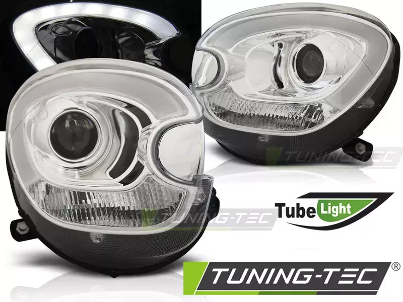 PŘEDNÍ SVĚTLA TUBE LIGHT CHROME pasuje na BMW MINI (COOPER) R60 R61 COUNTRYMAN 10-16
