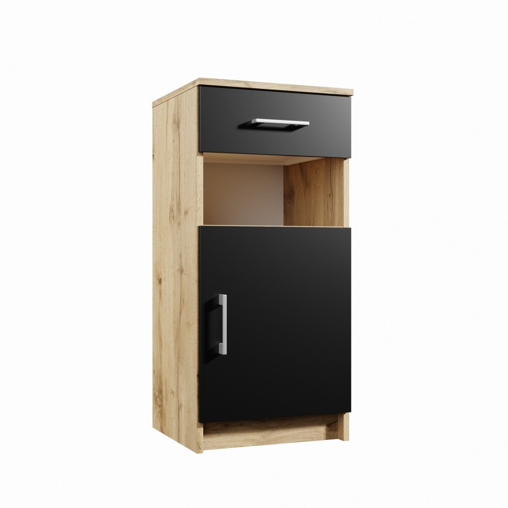 Komoda NEJBY MARIANA, dub wotan/černá DOPRODEJ