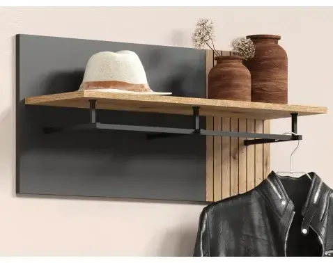 Nástěnný šatní panel Esteban, antracit/dub evoke