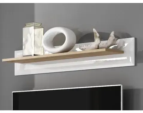 Nástěnná police Nordi, dub riviera/bílá lesk