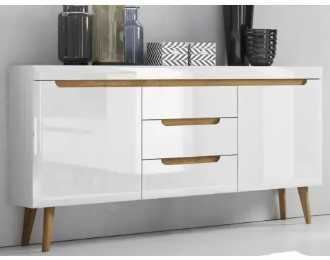 Široká komoda Nordi, dub riviera/bílá lesk