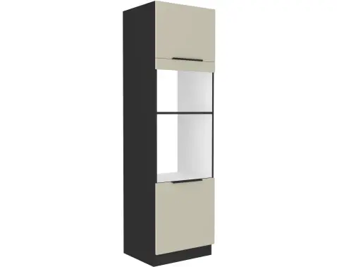 Vysoká skříň pro vestavnou a mikrovlnnou troubu Arona, 60 cm, kašmírová/černá