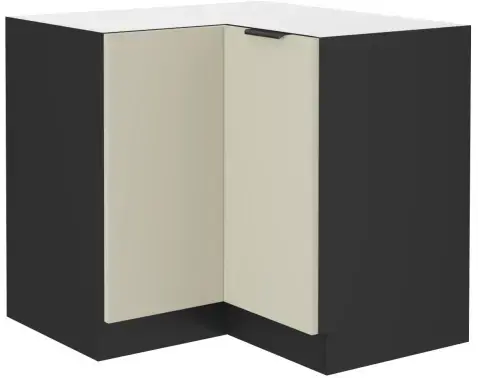 Dolní rohová kuchyňská skříňka Arona, 90/90 cm, kašmírová/černá