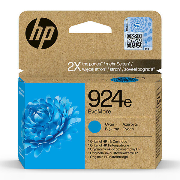 HP 924e 4K0U7NE#CE1 azurová (cyan) originální cartridge
