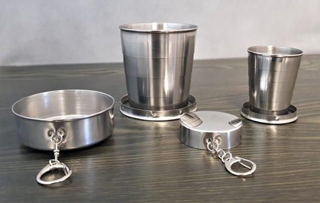 Pohárek skládací 250 ml teleskopický hrnek s karabinkou nerez Eurobatt®