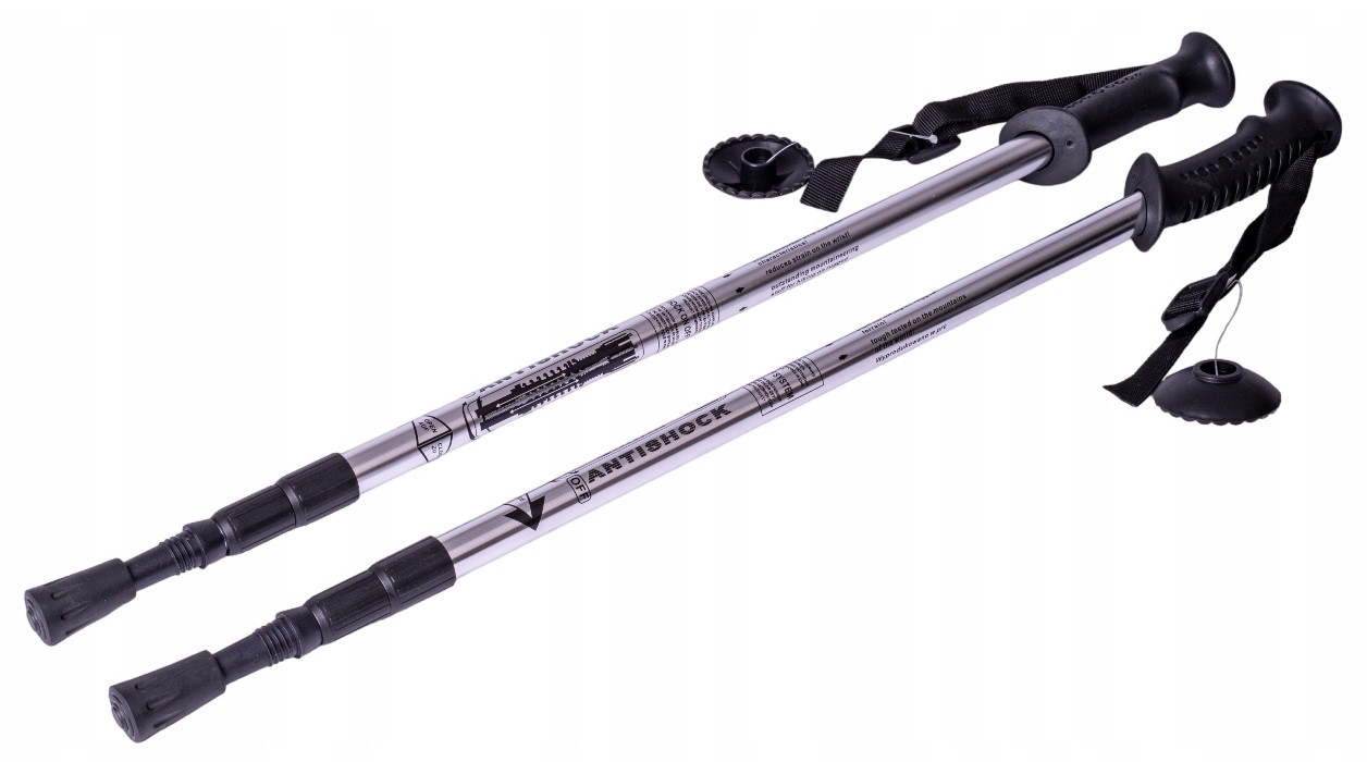 Trekové hole odpružené teleskopické pro chůzi stříbrné Eurobatt® Antishock Nordic walking