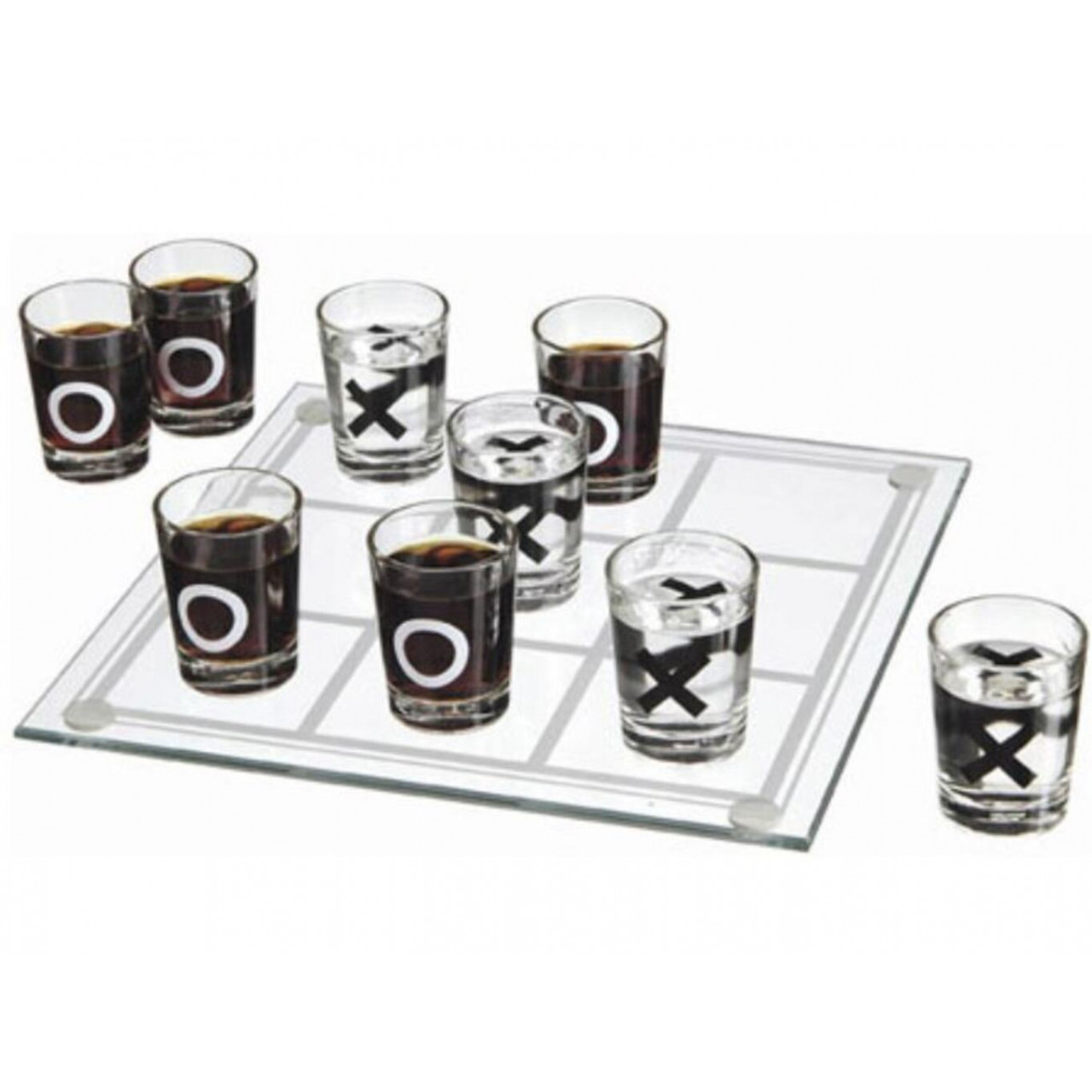 Alkoholové piškvorky malé s 9 panáky - průhledné