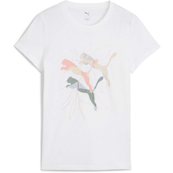Puma GRAPHICS BRANDED LEAF TEE Dámské triko, bílá, velikost
