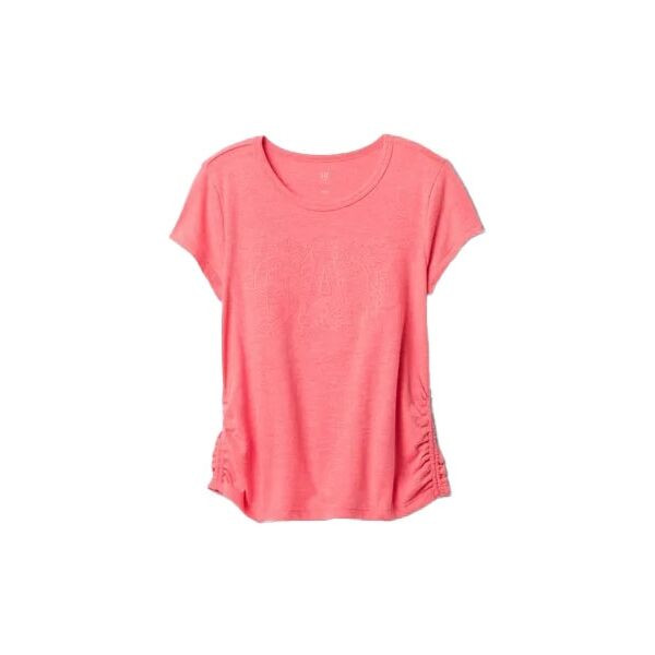GAP V-LOGO SIDE RUCHED Dívčí tričko, růžová, velikost