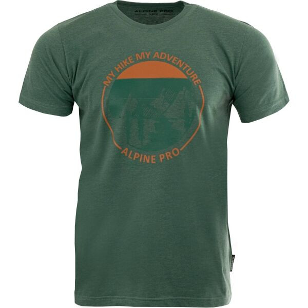 ALPINE PRO BREGAR Pánské triko, tmavě zelená, velikost