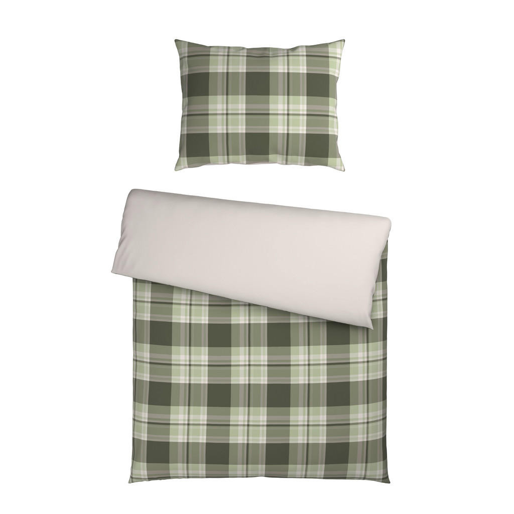 Novel OBOUSTRANNÉ POVLEČENÍ, vzhled lnu, zelená, 140/200 cm