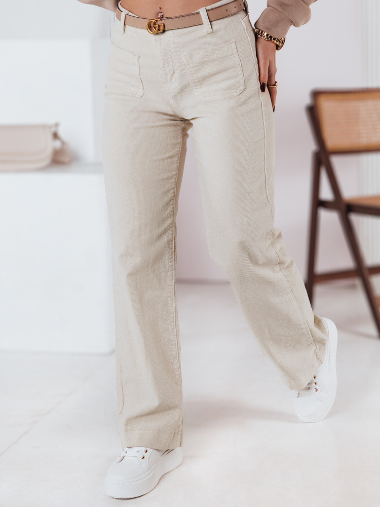 Legginsy damskie z wysokim stanem FLEXION beżowy Dstreet