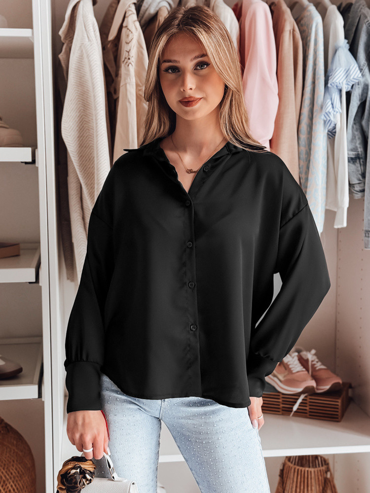 Koszula damska one size oversize SATINIA czarna Dstreet