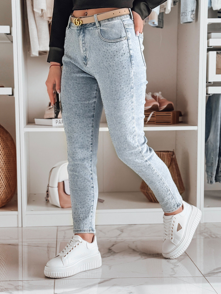 Spodnie damskie jeansowe slim fit SPARKLI niebieskie Dstreet