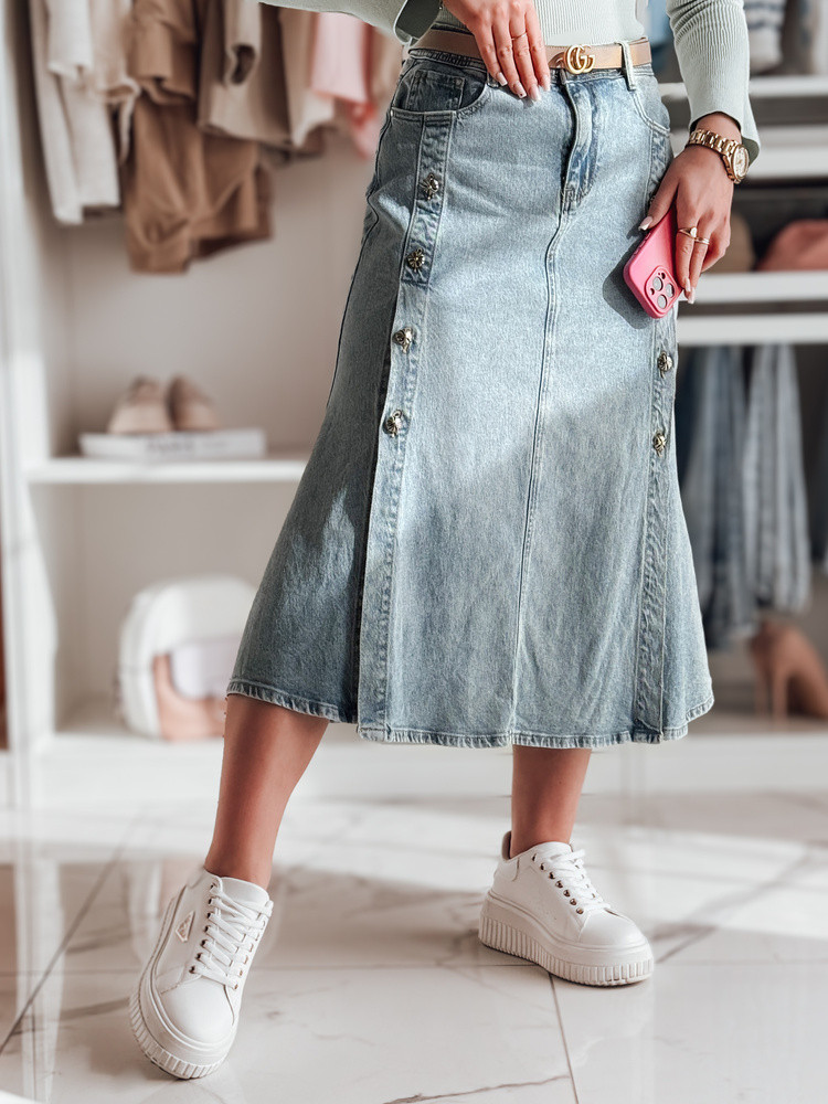 Spódnica jeansowa midi DEMILOVO niebieska Dstreet