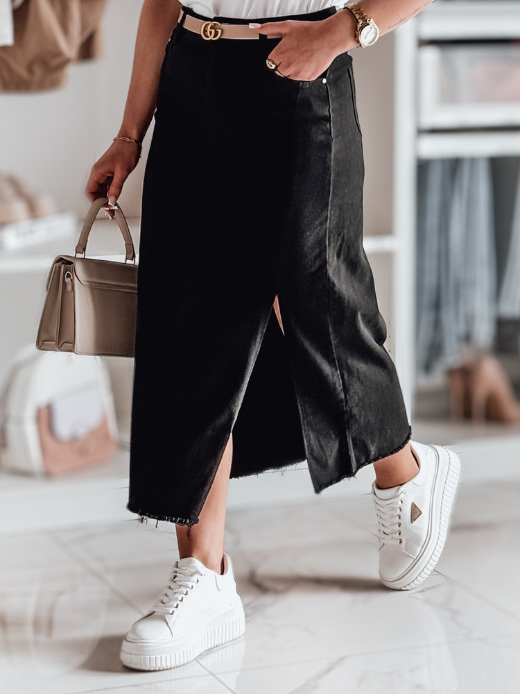 Spódnica jeansowa midi z rozcięciem MIDILEXU niebieska Dstreet
