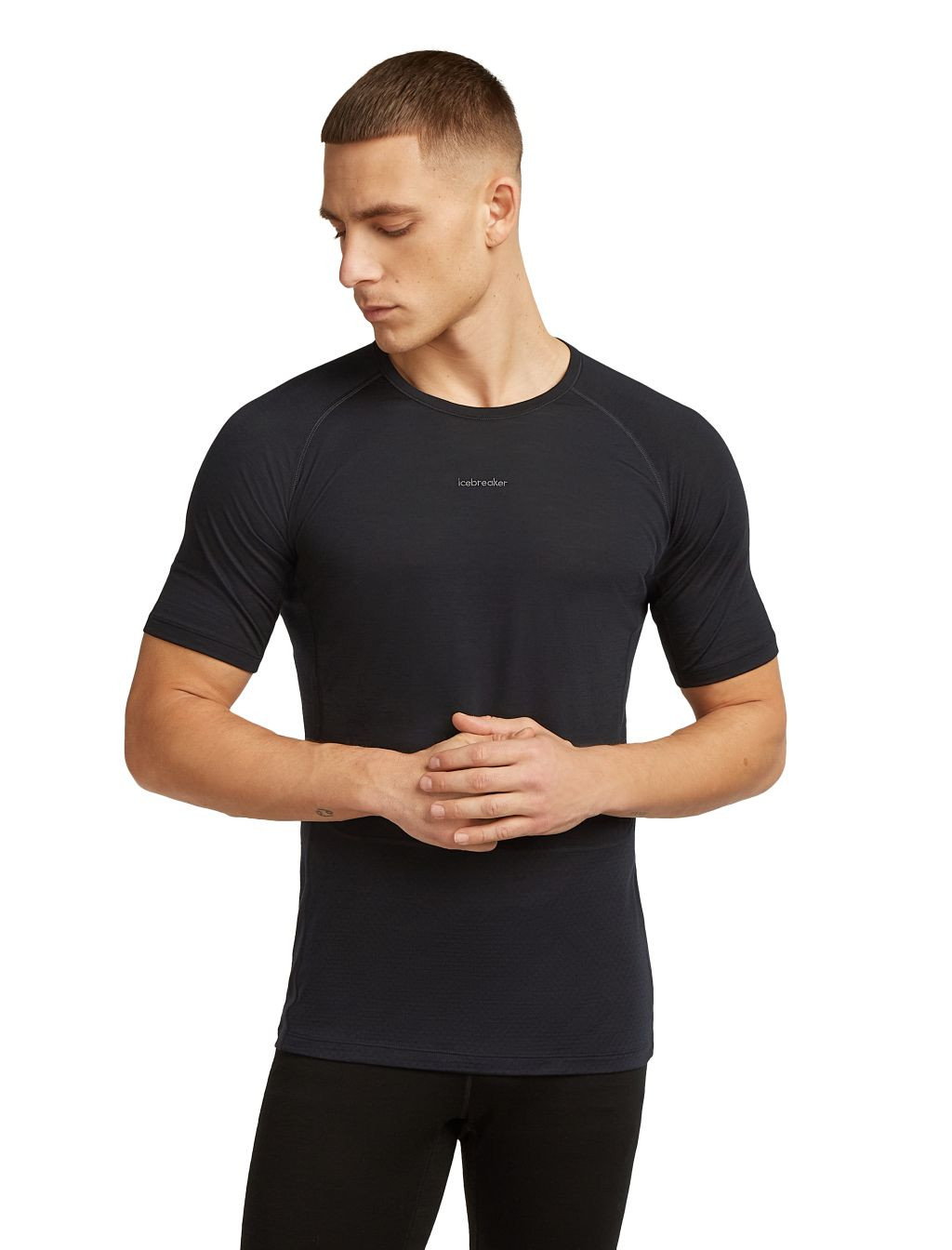 ICEBREAKER Mens 125 ZoneKnit SS Crewe, Black velikost: L