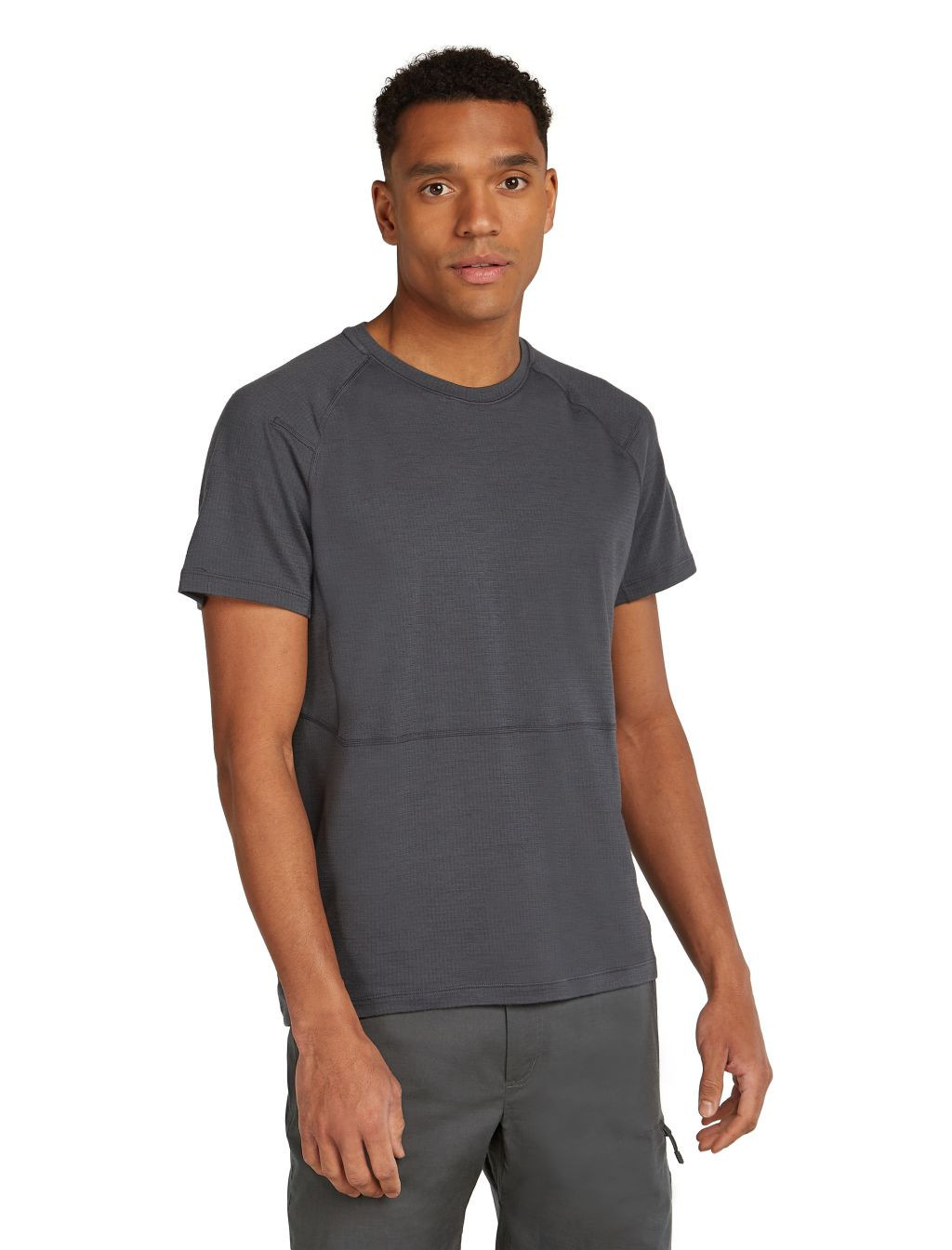 ICEBREAKER Mens 200 Waffle Elevation SS Tee, Obsidian velikost: L