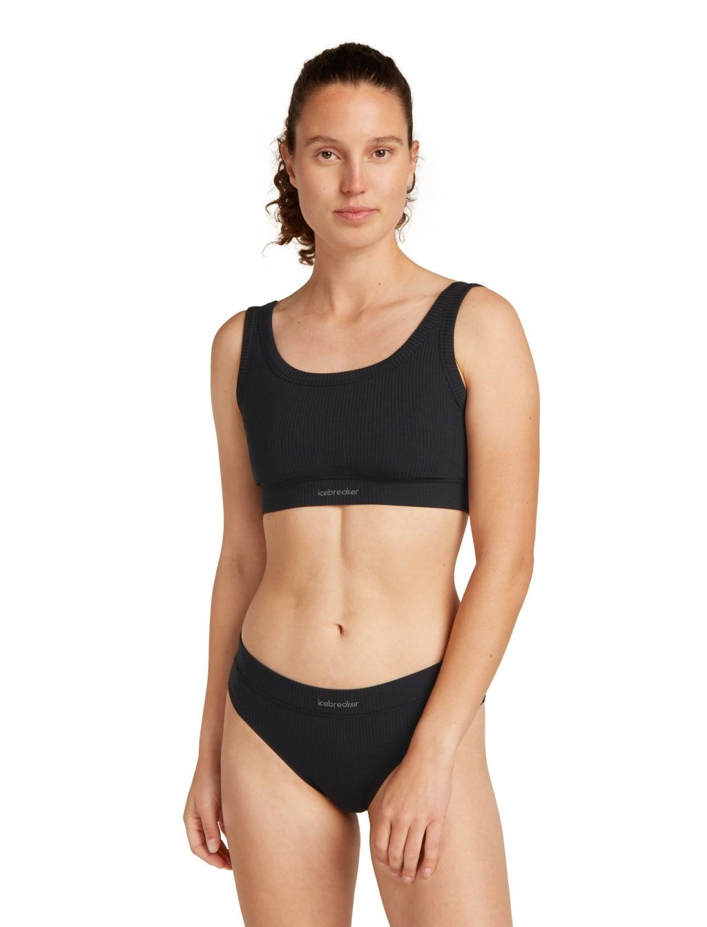 ICEBREAKER W Rib Lotus Bra, Black velikost: M