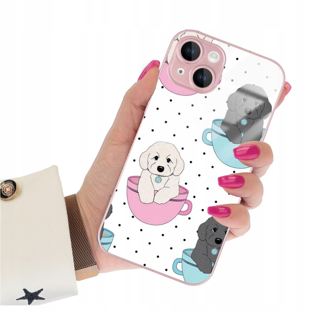 Pouzdro Pink Glass Pro Iphone 14 Pejsci Kočičky Vzory